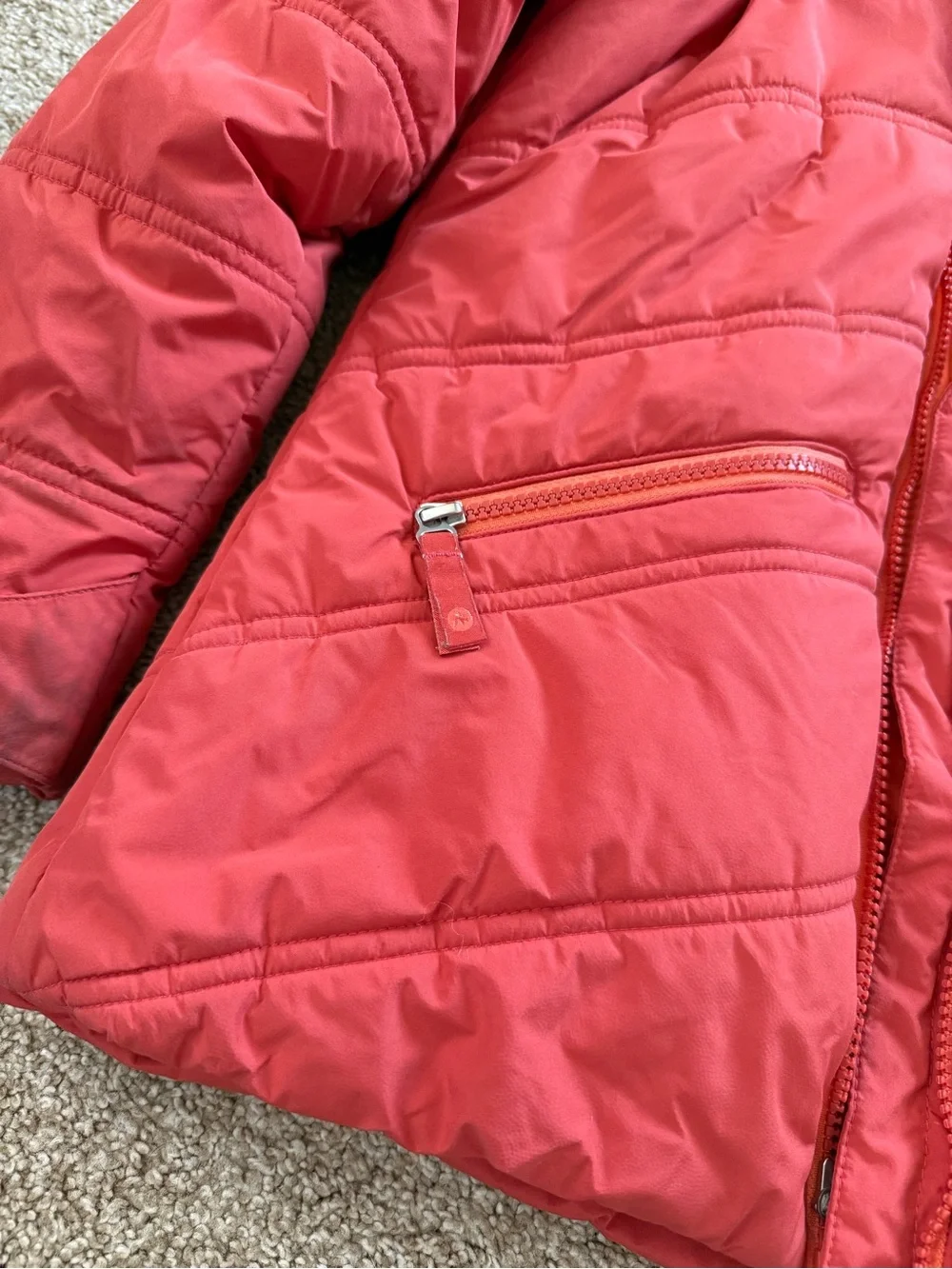 Marmot Kids' Coral Red Hooded Insulated Jacket Size Medium
